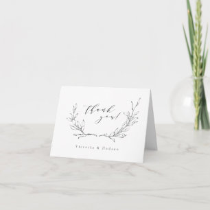 Carte De Remerciements Simple élégance couronne de mariage botanique