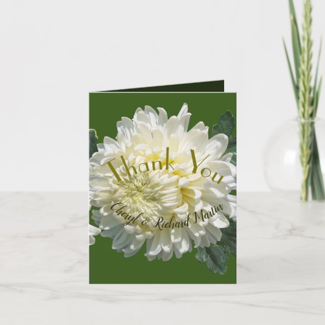 Carte De Remerciements Simple Elégance White Bloom Chrysanthemum Mariage (Devant)