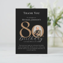 Simple Elegant Black Gold Photo 80e anniversaire