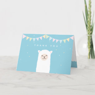 Carte De Remerciements Simple Elegant Doux Alpaca Llama Baby shower garço