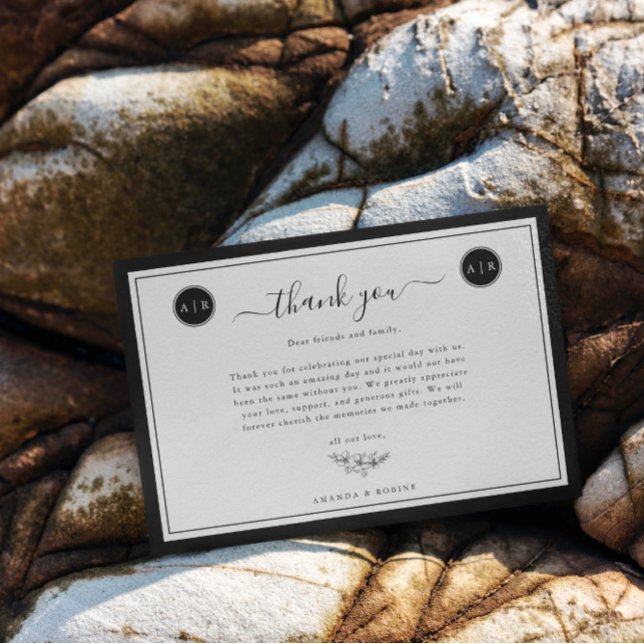 Carte De Remerciements Simple Élégant en Noir et Blanc (Créateur téléchargé)