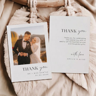 Carte De Remerciements Simple Élégant et Élégant Photo Mariage Remercieme