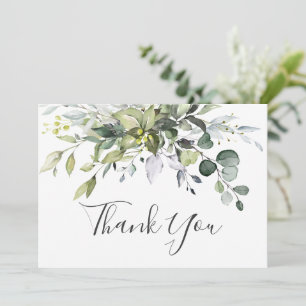 Carte De Remerciements Simple Élégant Eucalyptus Aquarelle Végétal