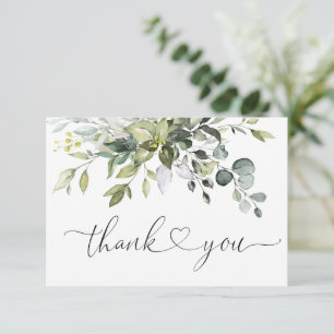 Carte De Remerciements Simple Élégant Eucalyptus Aquarelle Verdure 