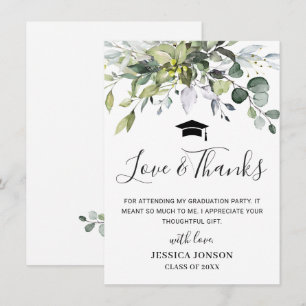 Carte De Remerciements Simple Élégant Eucalyptus Verdure Diplômé