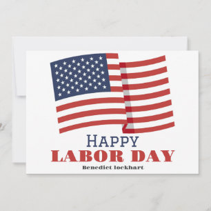 Carte De Remerciements Simple Elegant Labor Day avec drapeau américain