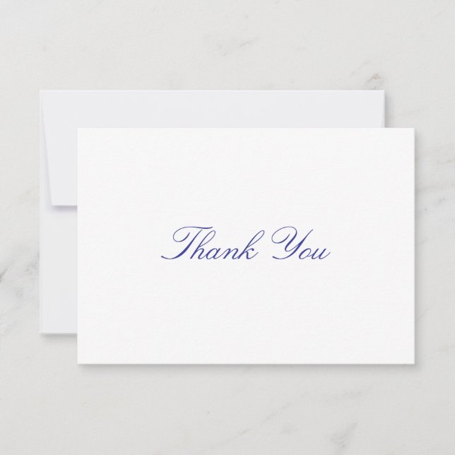 Carte De Remerciements Simple, Élégant, lettrage bleu (Devant)