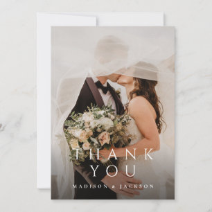 Carte De Remerciements Simple Elegant Moderne Mariage photo verticale