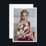 Carte De Remerciements Simple Élégant Photo Bat Mitzvah Anniversaire<br><div class="desc">Simple Élégant Photo Carte de Remerciement Bat Mitzvah Anniversaire présente le texte élégant "Merci" en écriture calligraphique blanche sur le devant avec votre message personnalisé au verso. Personnalisez en éditant le texte dans les zones de texte. Conçu par ©Evco Studio www.zazzle.com/store/evcostudio</div>