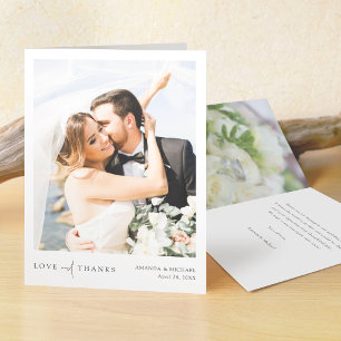 Carte De Remerciements Simple Elegant Photo Mariage Thank You Note Card