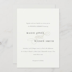 Carte De Remerciements Simple Élégant Script Black White Wedding Invitati