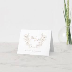 Carte De Remerciements Simple Elégante couronne de fleurs de cerises d'or
