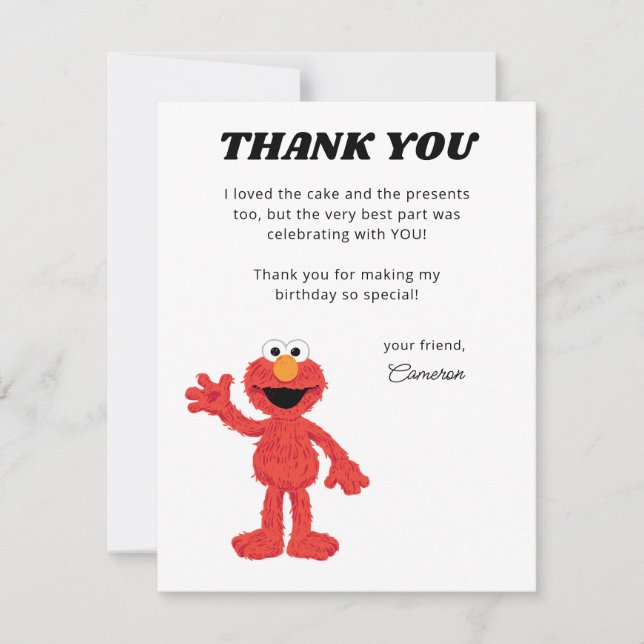 Carte De Remerciements Simple Elmo 1er Anniversaire (Devant)