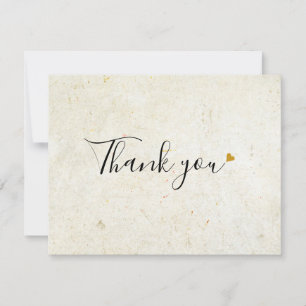 Carte De Remerciements Simple Entreprise Rustique Boho Gold Heart Script