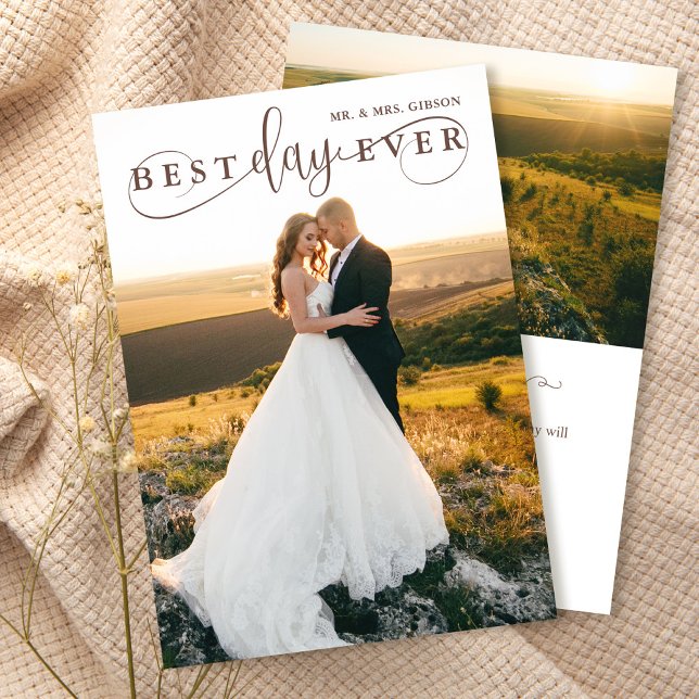 Carte De Remerciements Simple et élégant Meilleur Jour Jamais 2 Photo (Créateur téléchargé)