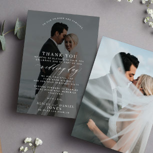 Carte De Remerciements Simple et élégant photo noir et blanc mariage