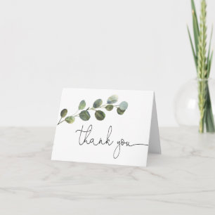 Carte De Remerciements Simple eucalyptus noir et blanc verdure