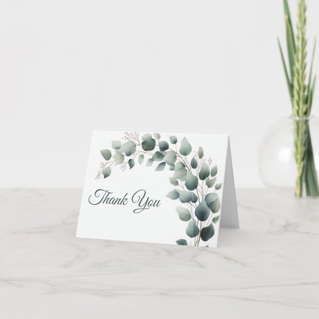 Carte De Remerciements Simple Eucalyptus Wedding Thank you Card Blank (Devant)