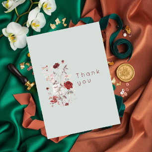 Carte De Remerciements Simple Fleur Florale Aquarelle Gris Colombe 