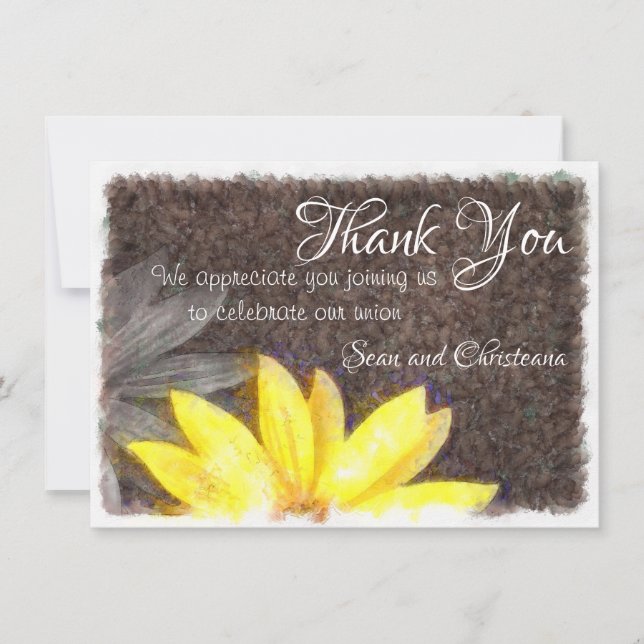 Carte De Remerciements Simple Fleurs Jaunes et Grises de Marguerites à l' (Devant)