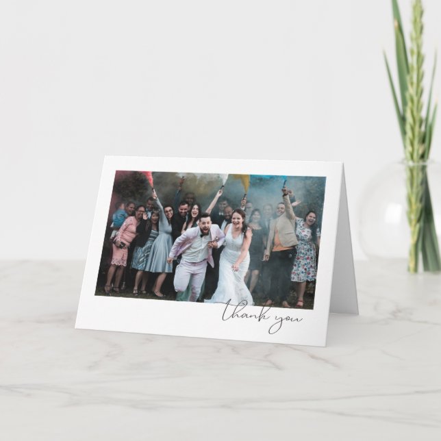 Carte De Remerciements Simple Fun Script Font Guest Photo Mariage (Devant)
