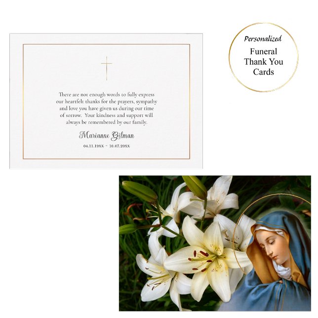 Carte De Remerciements Simple Funérailles / Mémorial Catholique Romain  (Créateur téléchargé)