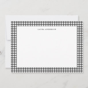 Carte De Remerciements Simple Gingham noir et blanc personnalisé