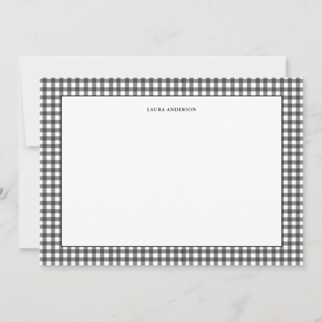 Carte De Remerciements Simple Gingham noir et blanc personnalisé  (Devant)