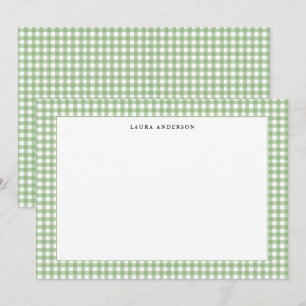 Carte De Remerciements Simple gingham vert et blanc personnalisé 