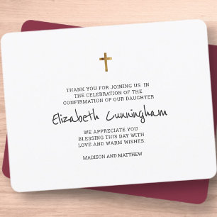 Carte De Remerciements Simple Gold Cross Confirmation Thank You Card