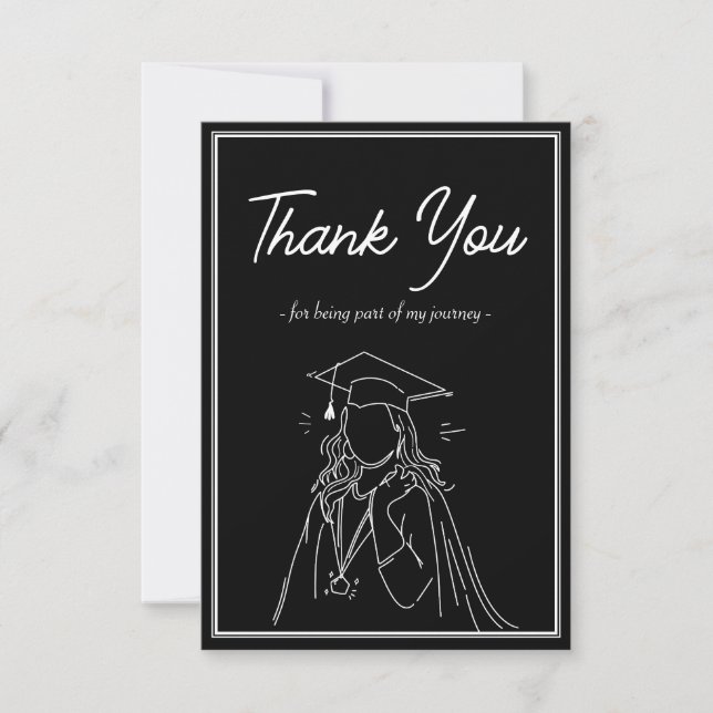 Carte De Remerciements Simple Graduation Announcement Thank You Card (Devant)