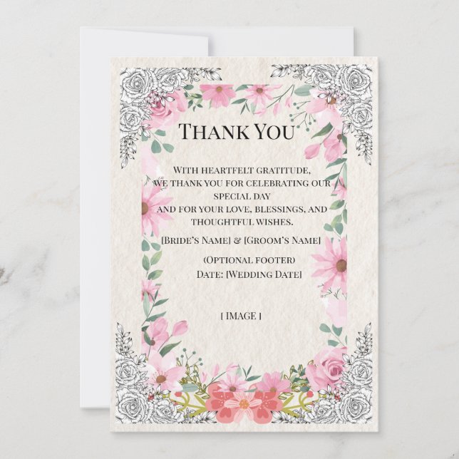 Carte De Remerciements Simple Indian Wedding Thank You Card | Elegant  (Devant)