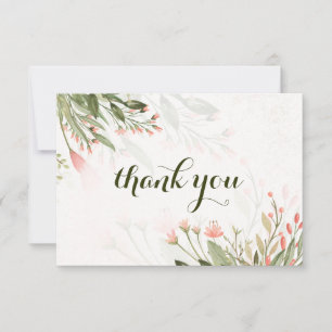 Carte De Remerciements Simple Jardin De Mariage Fleur De Jardin Aquarelle