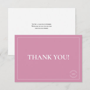 Carte De Remerciements Simple Logo de Société Personnalisé Rose Blanc