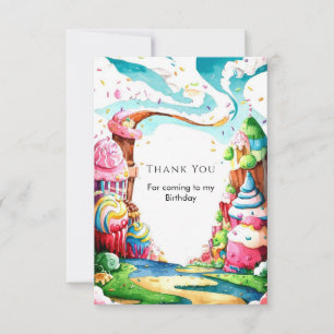 Carte De Remerciements Simple Lollipop Candyland Anniversaire