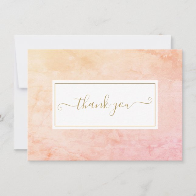 Carte De Remerciements Simple Marbre Doré Aquarelle Script (Devant)