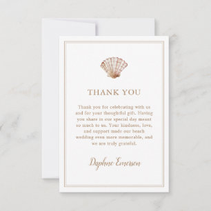 Carte De Remerciements Simple Mariage de Plage Coquillage Classique