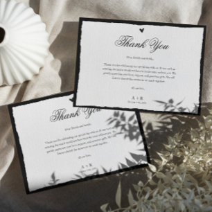Carte De Remerciements Simple Mariage Minimaliste Noir Et Blanc
