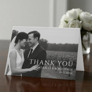 Carte De Remerciements Simple Mariage Minimaliste Photo