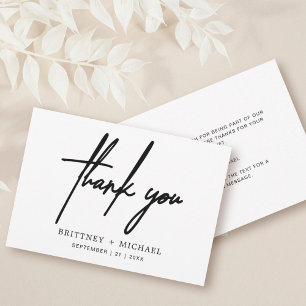 Carte De Remerciements Simple Mariage Moderne avec Scénario Minimaliste