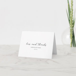 Carte De Remerciements Simple Mariage Noir et Blanc Propre