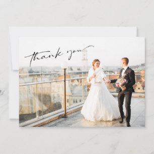 Carte De Remerciements Simple Mariage Photo Moderne