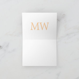 Carte De Remerciements simple minimal ajouter nom monogramme orange bleu