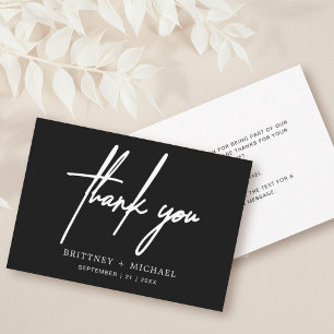 Carte De Remerciements Simple Minimal Moderne Script Noir