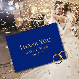 Carte De Remerciements Simple minimaliste intemporel Royal Blue Gold Mari