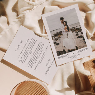 Carte De Remerciements Simple minimaliste Notre meilleur Mariage photo jo