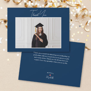 Carte De Remerciements Simple minimaliste Script Graduate Photo Graduate