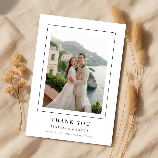 Carte De Remerciements Simple Modern Elegant Destination Wedding Photo (Créateur téléchargé)