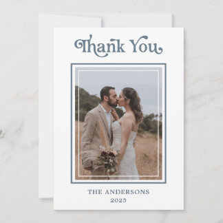 Carte De Remerciements Simple Modern Framed Photo Wedding 