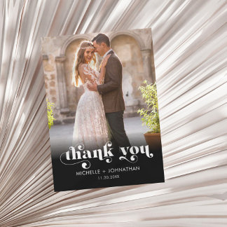 Carte De Remerciements Simple Modern Minimalist Photo Wedding 